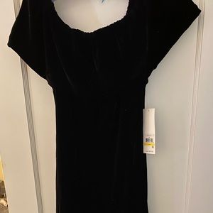 Black velvet designer dress